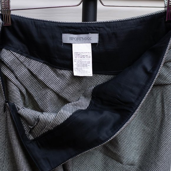 Sportmax by Max Mara Women's 12 Draped Wool Houndstooth Midi Skirt Gothic Goth - Picture 4 of 6